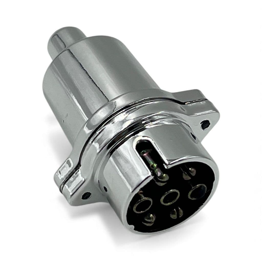 Plug Conector Macho Cromado Carretinha Engate Trailler Reboque Tomada Engatcar 7 Polos