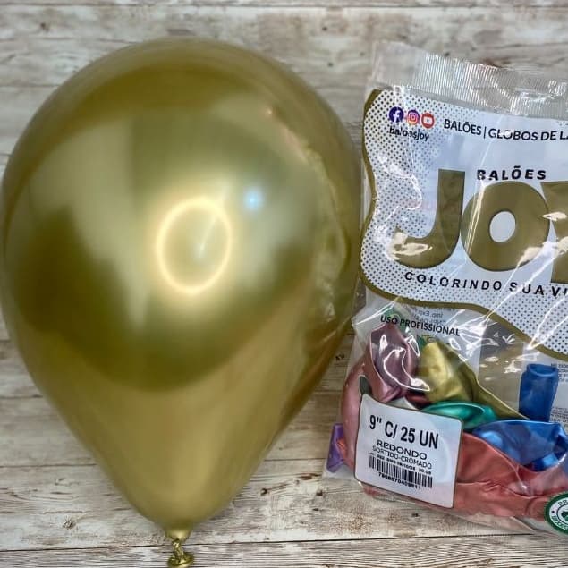 50 balões OURO CROMADO N9 bexiga METALIZADA numero 9 cor OURO