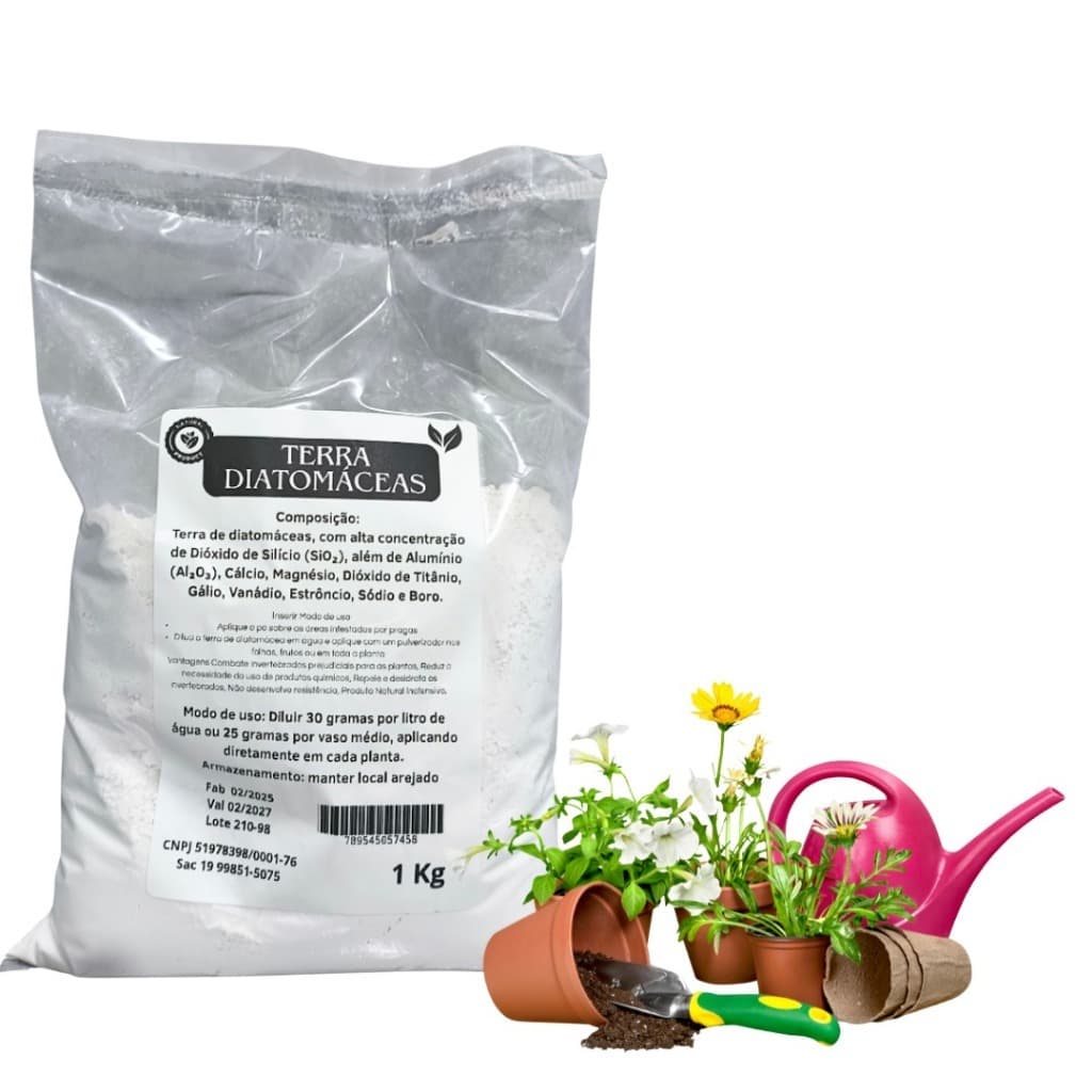Kit Terra de Diatomáceas 2 a 3kg Fertilizante Para Plantas Flores Rosa Do Deserto Suculenta