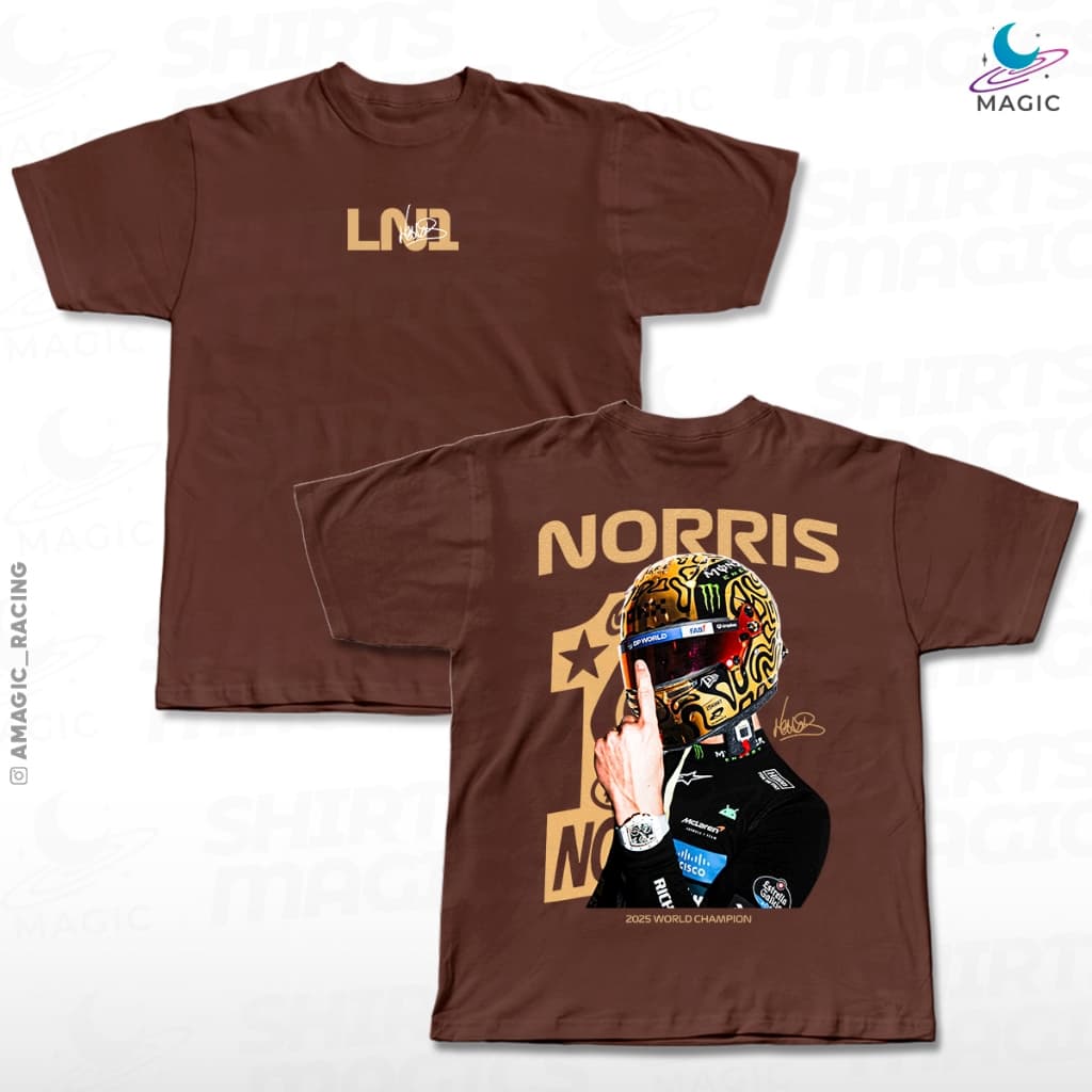 Camiseta Lando Norris #1 Graphic Tee World Champion 100% Algodão - MAGIC RACING