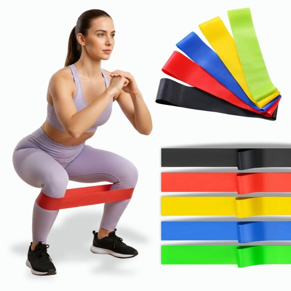 Kit 5 Elástico de Academia Faixas Mini Bands Resistência para Treino Yoga Pilates Fisioterapia Moda Fitness