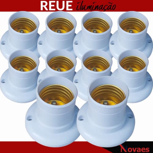 Kit 10 Soquete Plástico E27 Fixo Cor Branco Reue