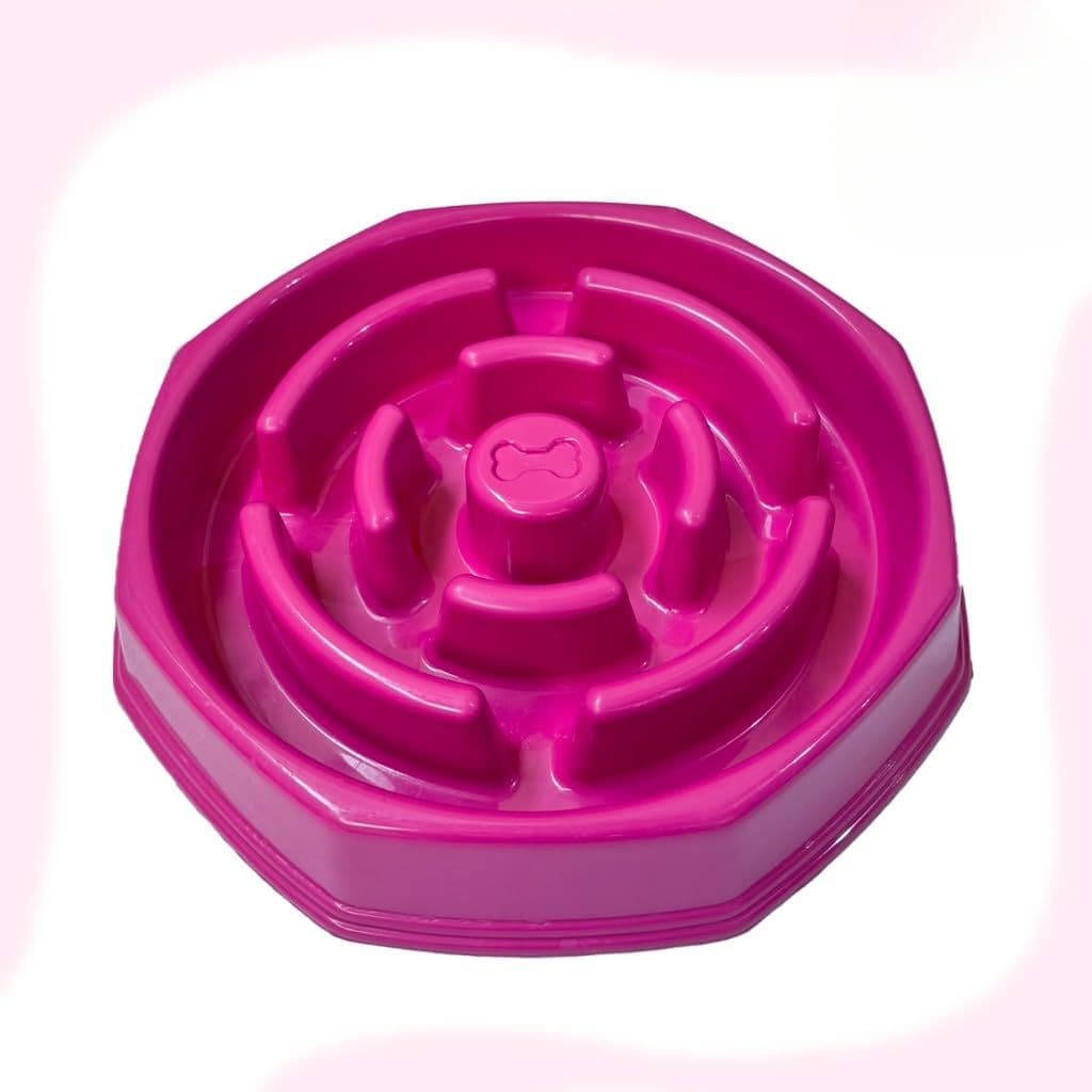 Comedouro Lento Educativo para Cães - Comedouro Pet com Labirinto para Alimentação Controlada (Rosa Grande)