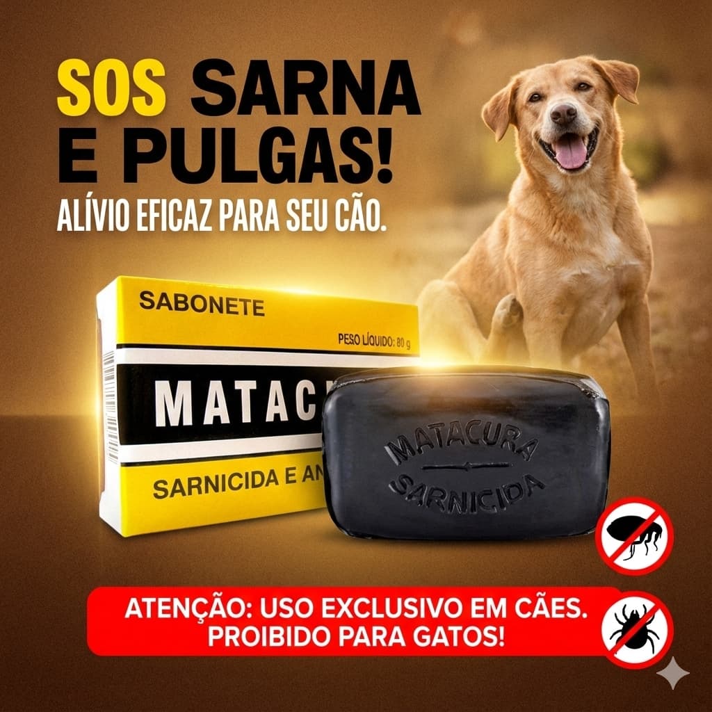 Sabonete Matacura sarnicida e antipulgas 80g Cão
