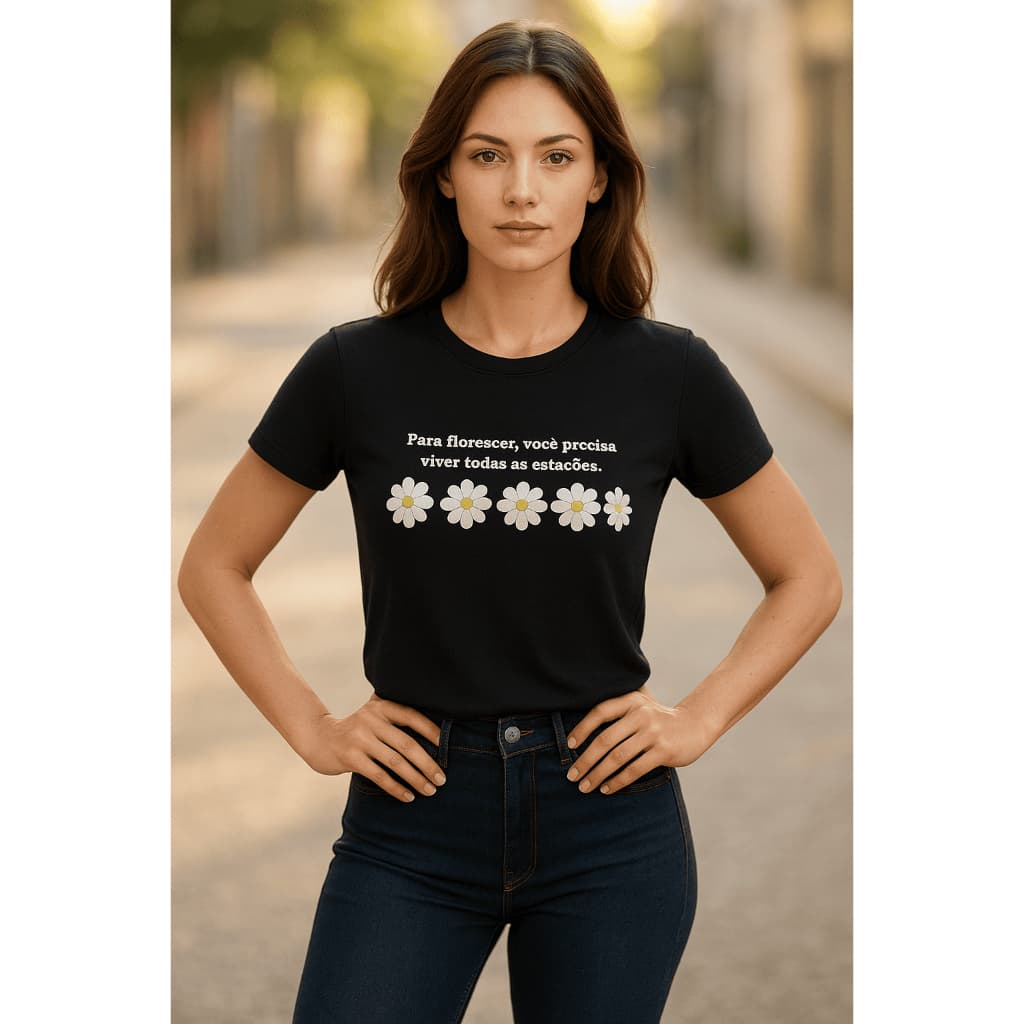 Camiseta Cristã Feminina Fé – Letra Puff Alto Relevo