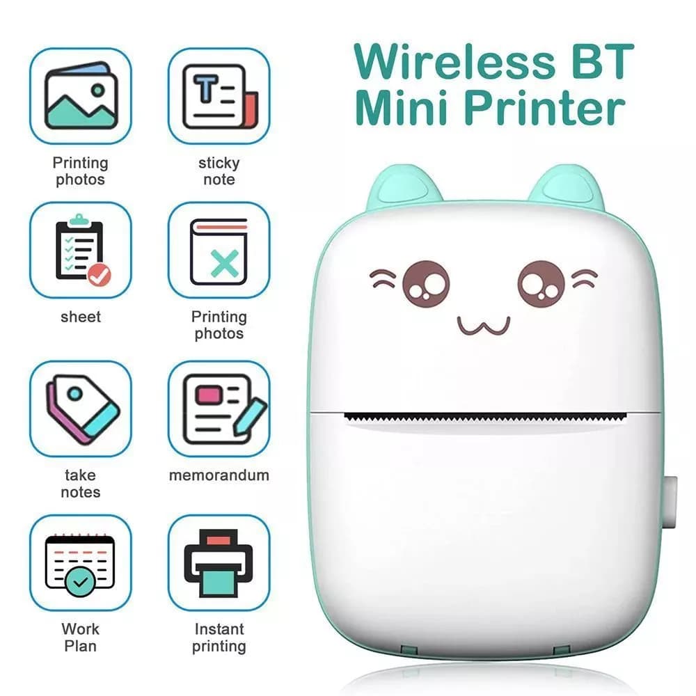 Mini Impressora Térmica De Bolso Portátil Impressão Sem Fio Fotos Notas Bluetooth Para Android iOS