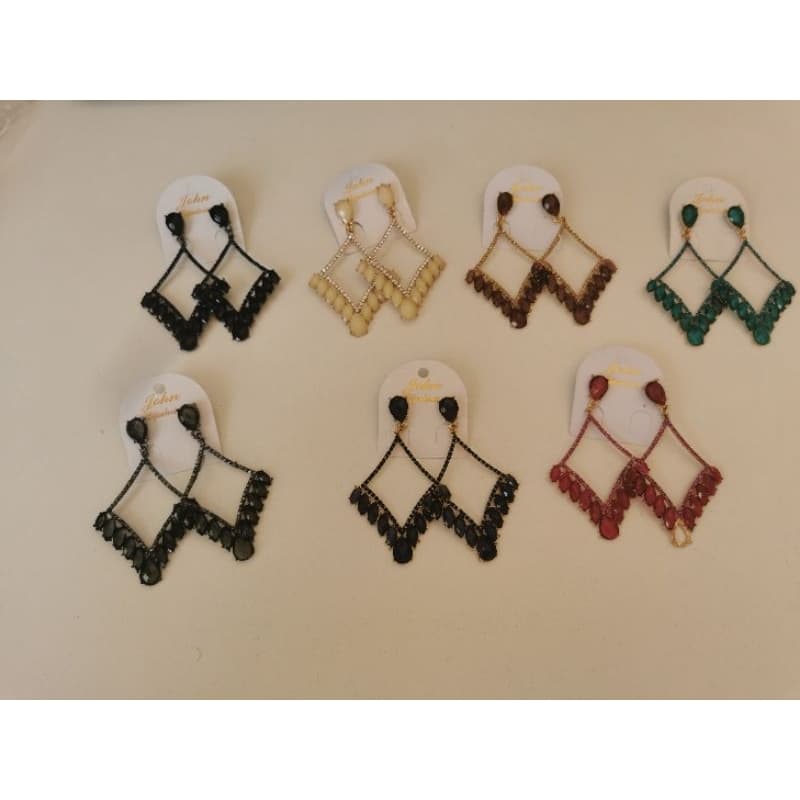 💎✨ Brinco Feminino Longo com Cristais Geométrico Elegante Brilho Intenso Sofisticado Longo Leve Cheio Presença B46035-1