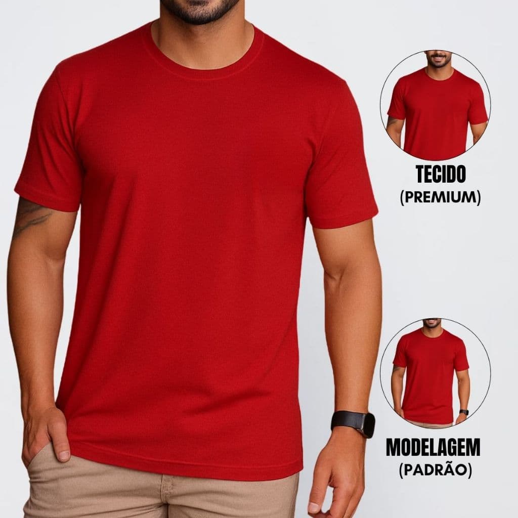 Camiseta Lisa Básica Masculina 100% Algodão