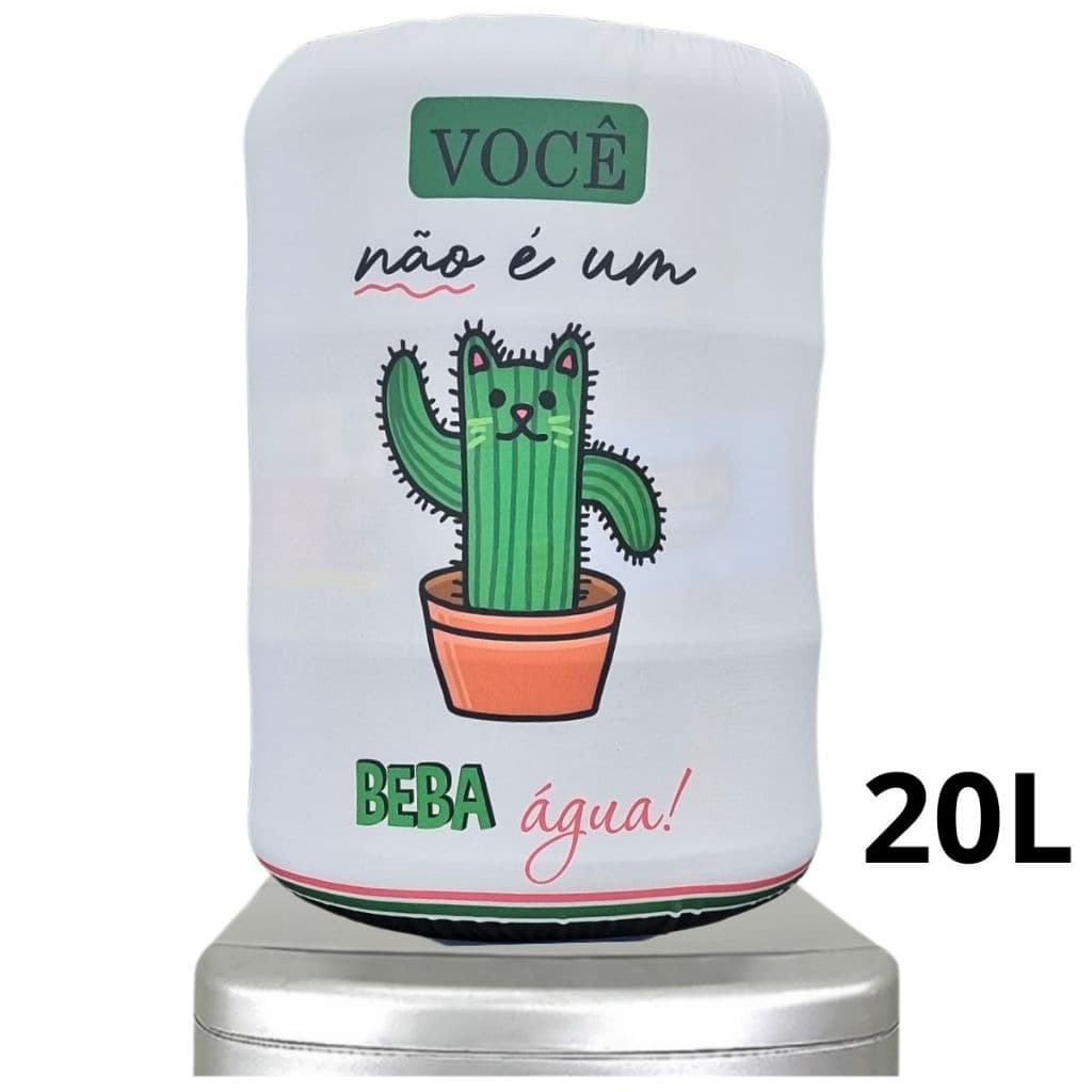 Capa Para Galão De Água 20l Estampa divertida Cacto Beba Água - Tecido e Elastico