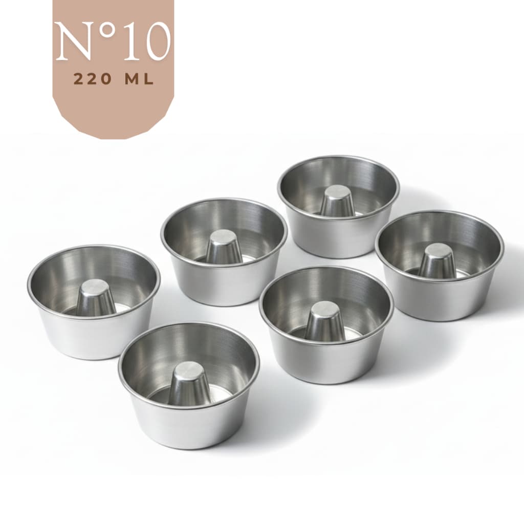 Jogo 6 Mini Formas Pudim Bolo Vulcão N10 220ml Doces Confeitaria Sobremesas