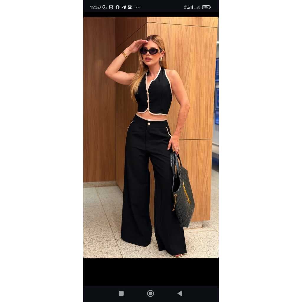 Conjunto calça e crooped feminino