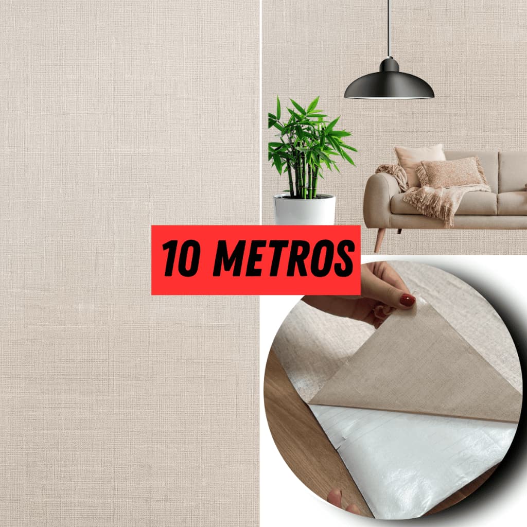 Papel De Parede Linho 10 Metros Autocolante Texturizado Lavavel Quarto Escritorio