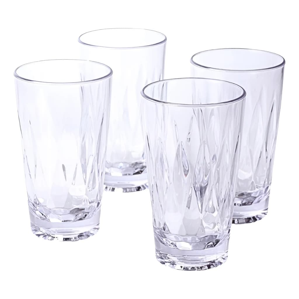 Kit 4 Copos Geometric 300 Ml - Resistente - Inquebrável Cor Transparente Helsim