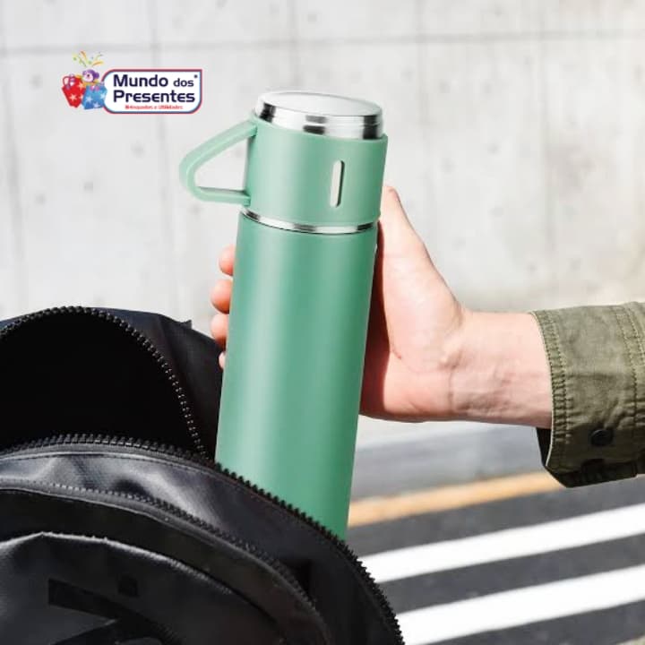 Garrafa Isotérmica  Inox 500ml 1 Xícara Bebidas Fria ou Quente