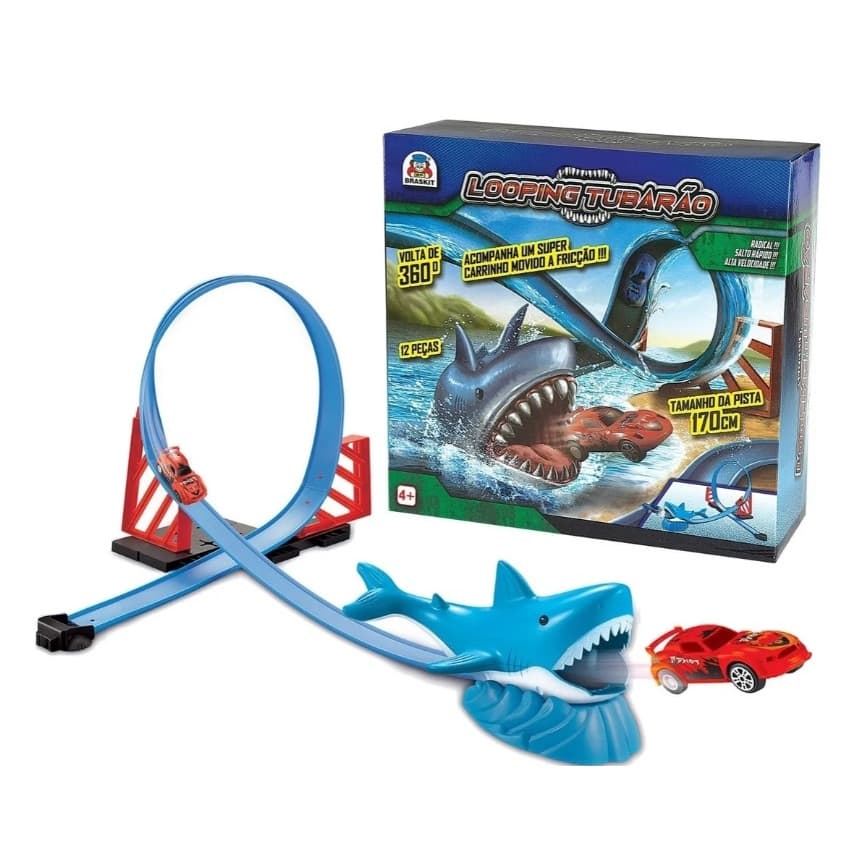 Pista Looping Tubarão C/ Carrinho Fricção - Braskit