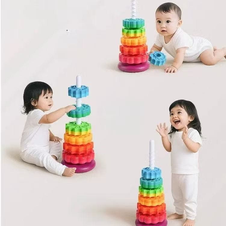 Brinquedo Infantil Educacional Giro Mágico 8 Peças Engrenagem com cor dupla face