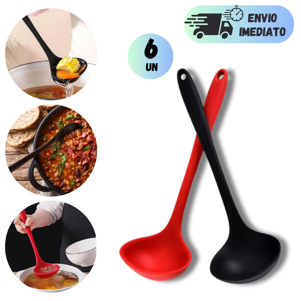 KIT 2 A 6 CONCHAS DE SILICONE PARA SERVIR SOPA CALDOS FEIJÃO RESTAURANTE BUFFET UTENSILIO CULINARIO