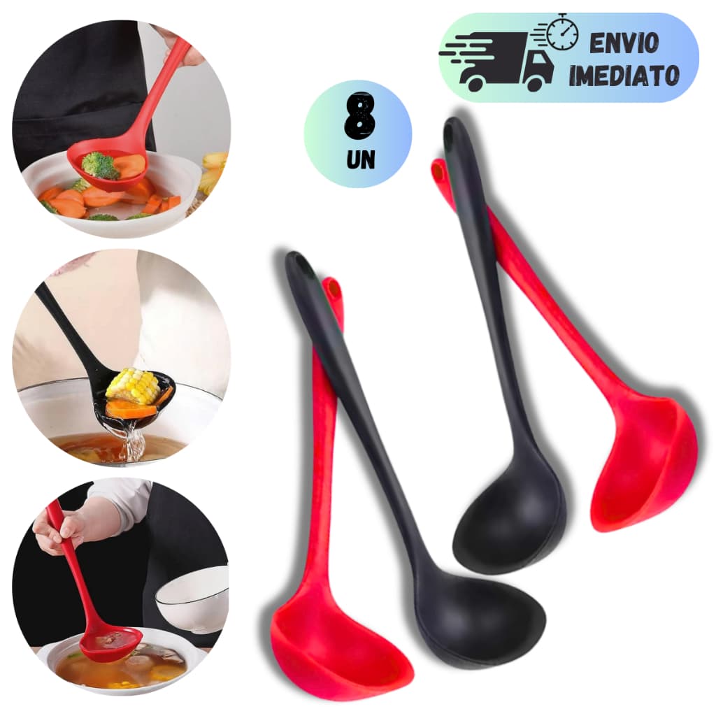 KIT 2 A 8 CONCHAS SILICONE MINI CONCHA 21CM PARA RESTAURANTE SOPA CALDO FEIJÃO UTENSILIO CULINARIO