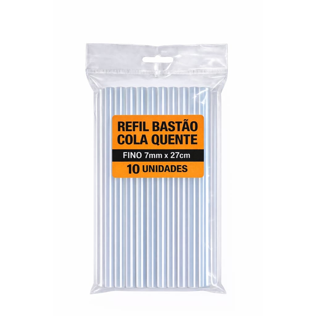 Bastão de Cola Quente Fino 7mm Refil com 10 Unidades Tubo para Pistola Cola Quente Pequena