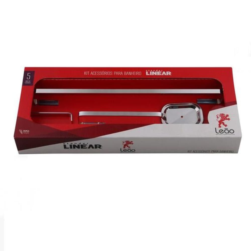 Kit Stander Leão P/ Banheiro Linear Al 5 Peças