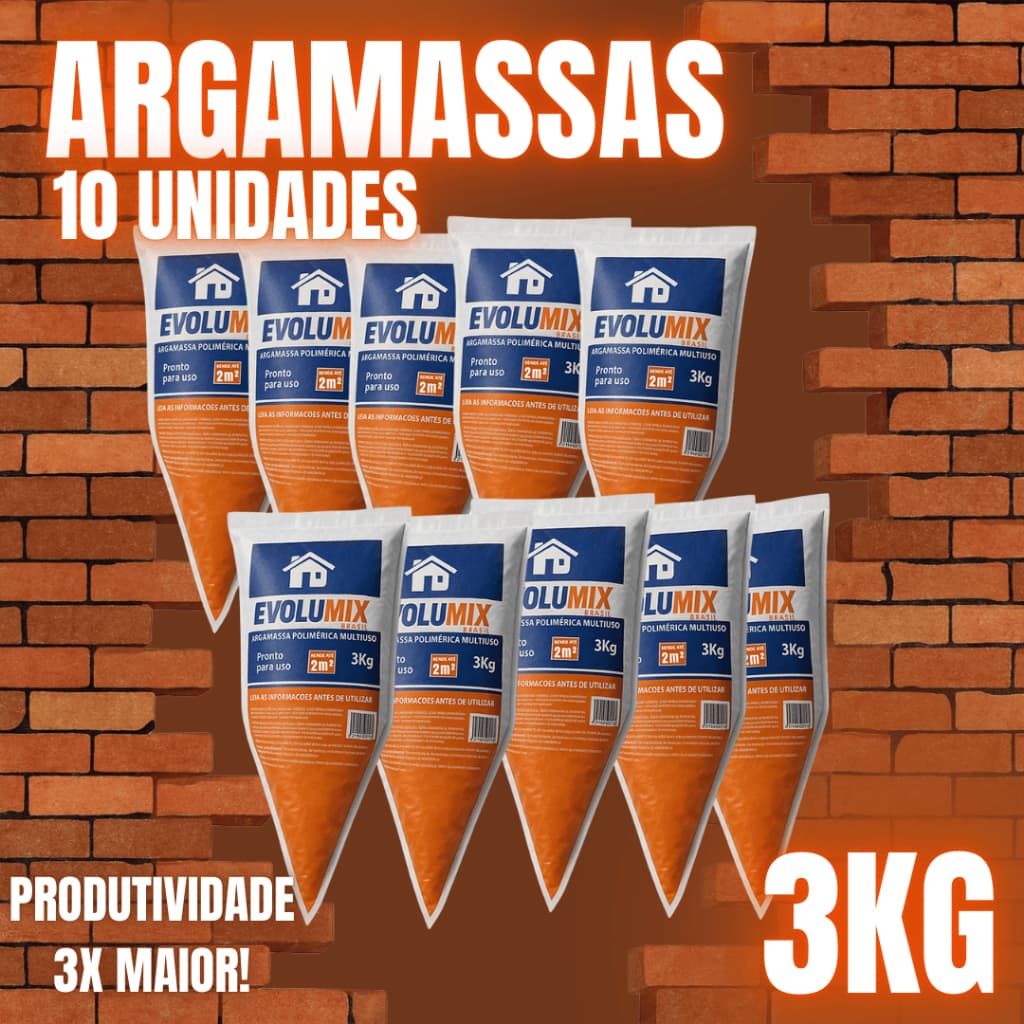 Kit 10 Unidades Argamassa Bisnaga 3kg Massa Polimérica Pronta Para Construção Assenta Blocos Tijolos