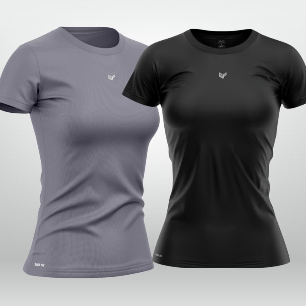 2 Camisas de Academia Feminina DryFit - Kit de 2 Blusas de Academia Feminina - Camiseta Esportiva DryFit