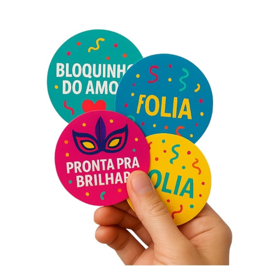 Kit Etiquetas Adesivas Carnaval Bloquinho Arte Pronta 4x4