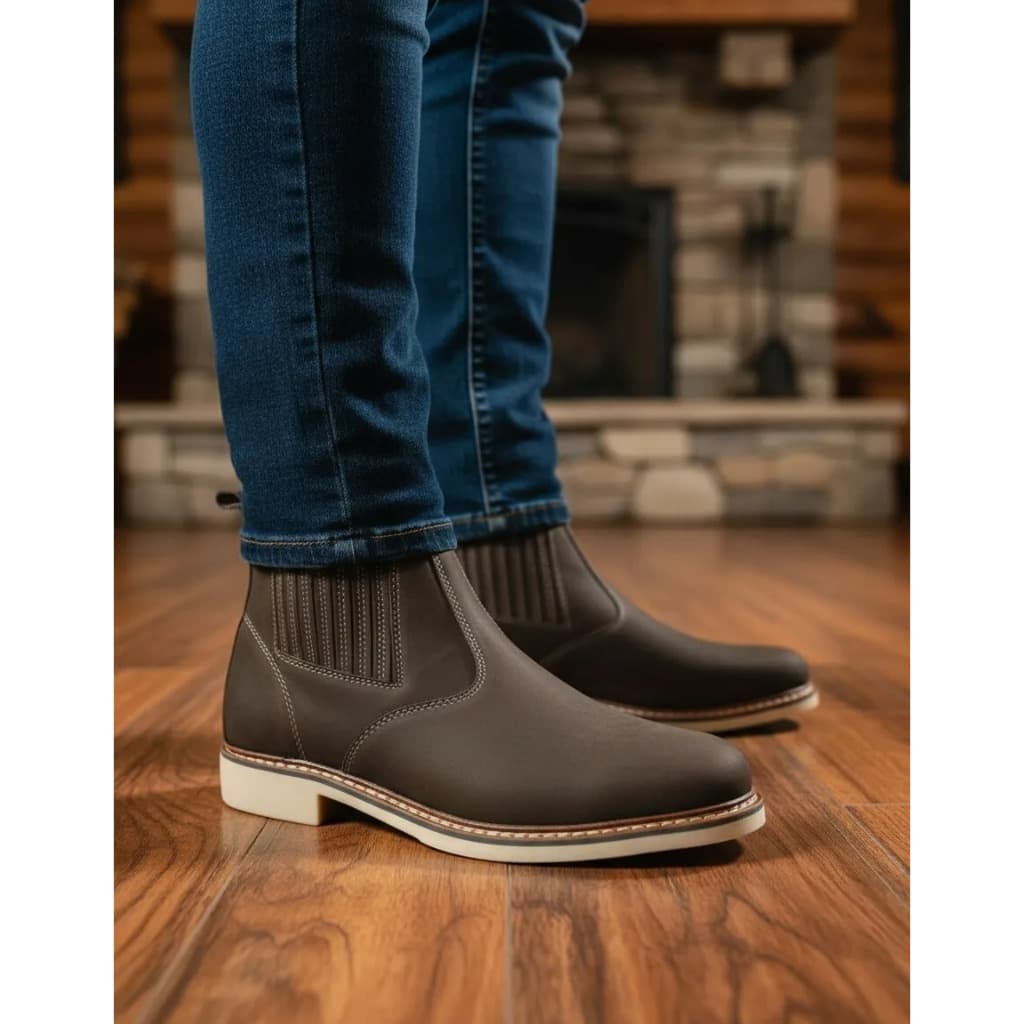 Botinas Country Confortavel Botas Couro Bovino Legítimo Rodeio Solado Borracha Látex Trabalho Roça
