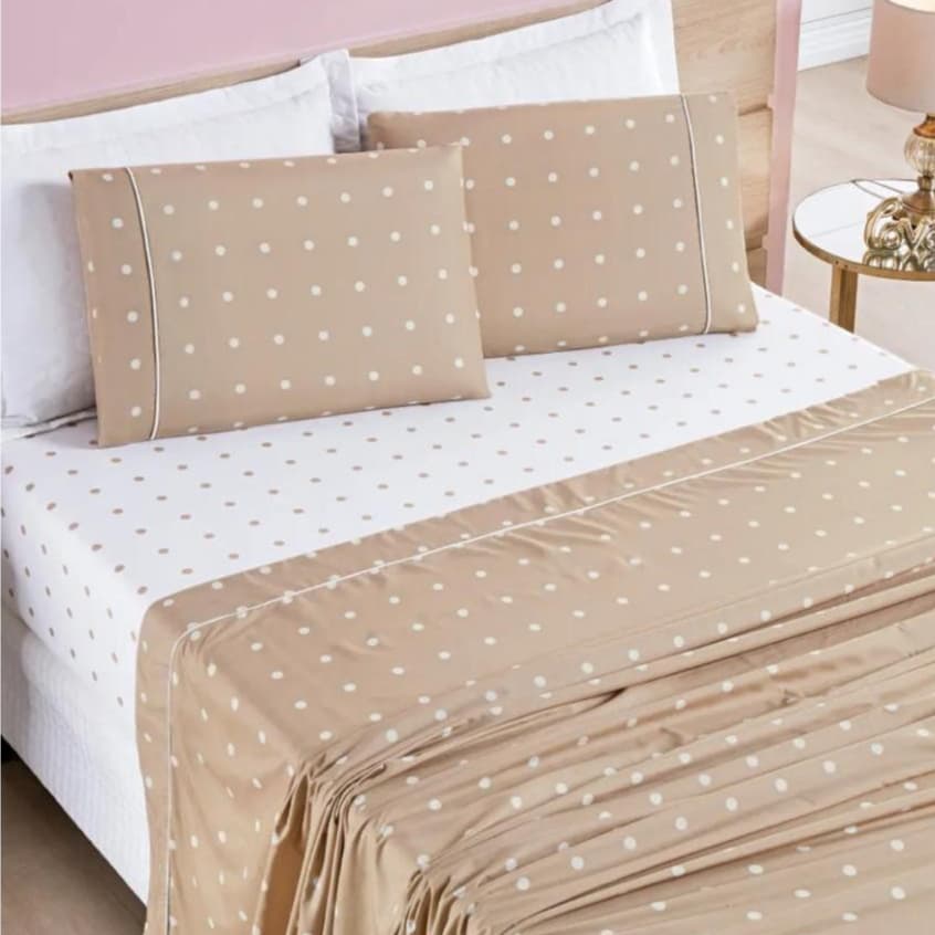 Jogo de Cama Lençol Poá Solteiro/Casal Padrao/Queen/king 4 peças com elastico.Envio Rapido!