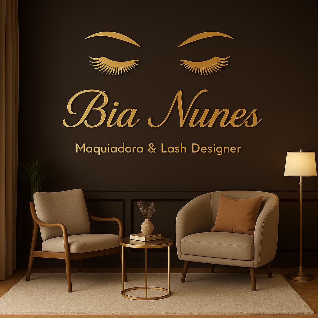 Logomarca Personalizada em MDF DOURADO 3MM Tamanho de 60cm de largura altura proporcional |  Manicure |  Cabeleireira