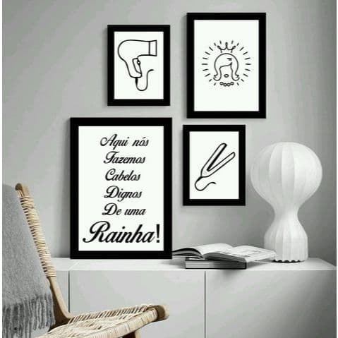 Quadros Decorativos 4p cabeleireiro decoração salão beleza