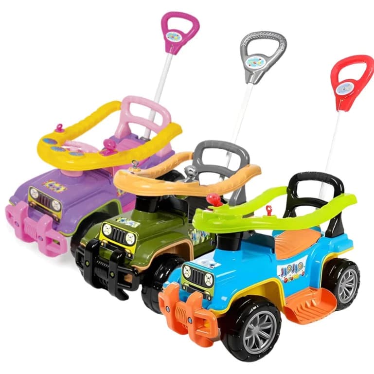Jip Jip Carrinho Passeio com Empurrador Infantil Buzina Anel de Proteção Porta-Objetos Quadriciclo Infantil