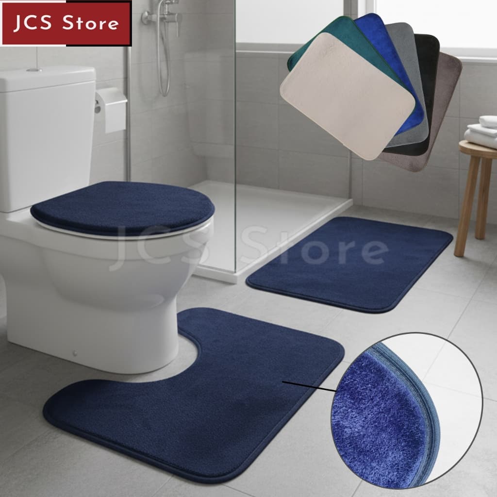 Jogo Tapete Banheiro Kit 3 Peças Fleece Conjunto Antiderrapante