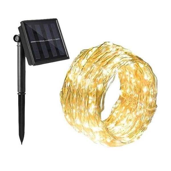 Pisca Pisca Solar Fio De Fada Led 10m 100leds Luzes Natal Luzes Dourado Dourado