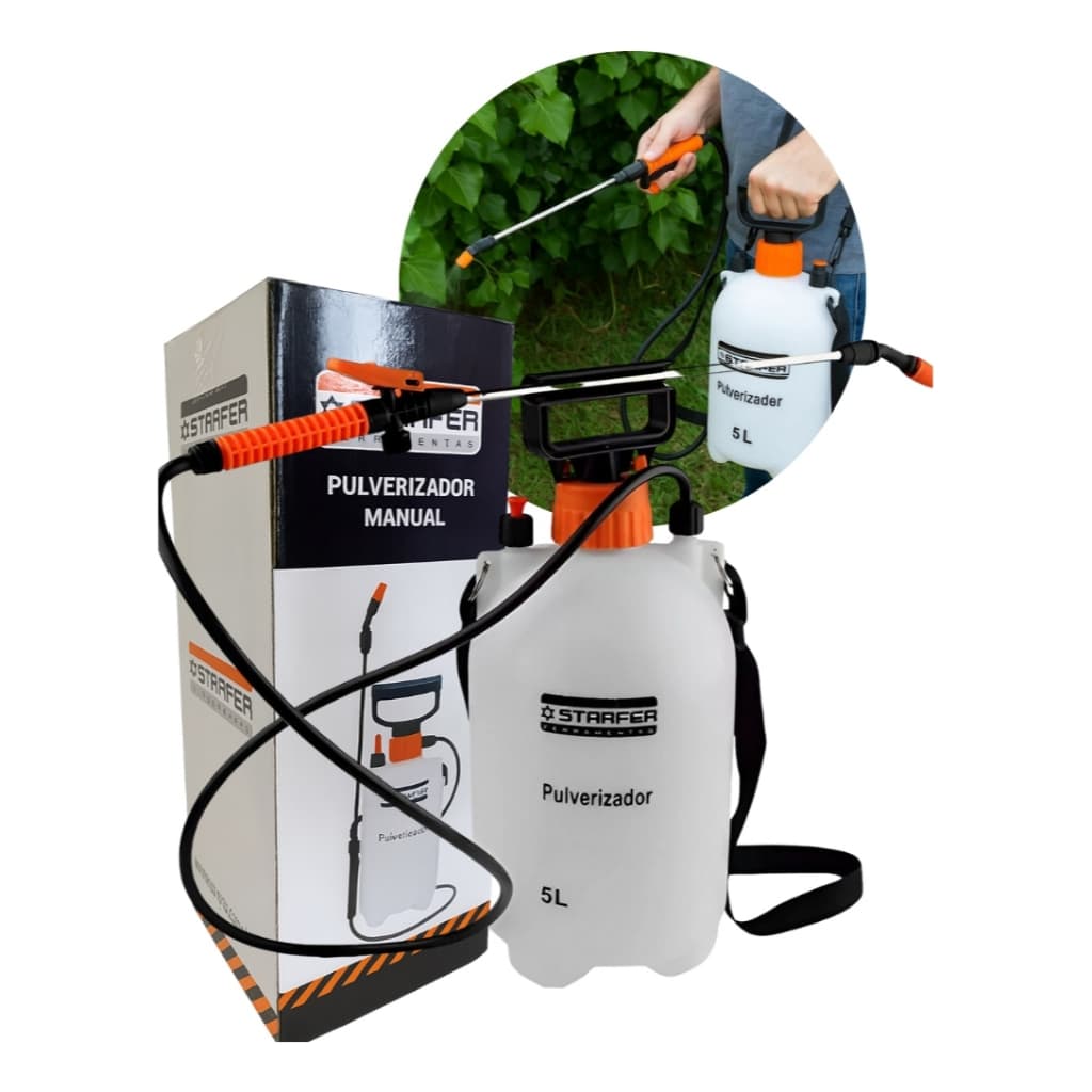 Borrifador Pressao Portatil 5 Litros P/ Jardim Horta Plantas