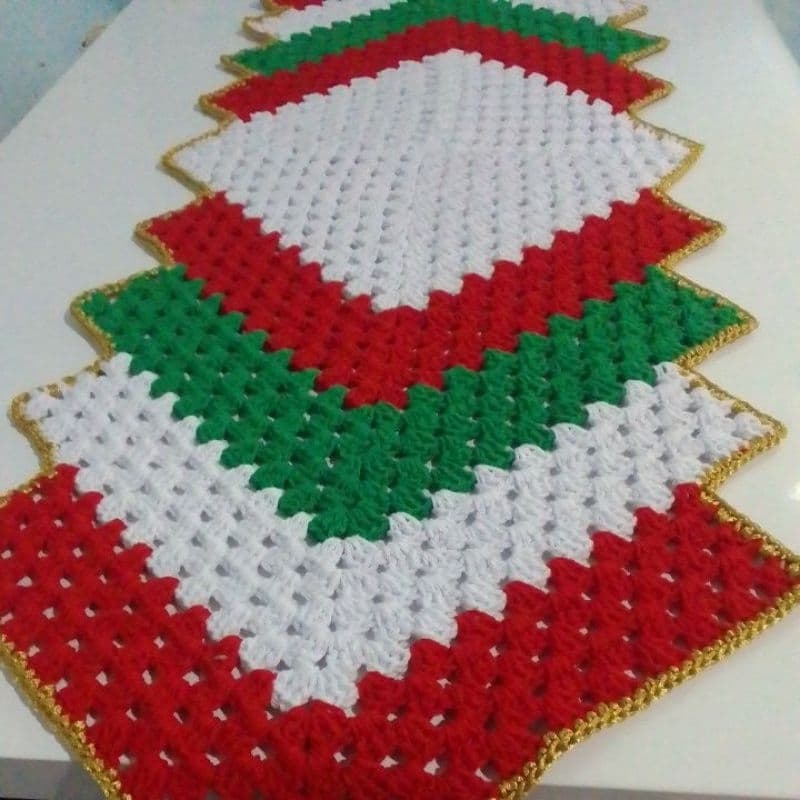 Trilho centro de Mesa Natalino de crochê decoração de natal