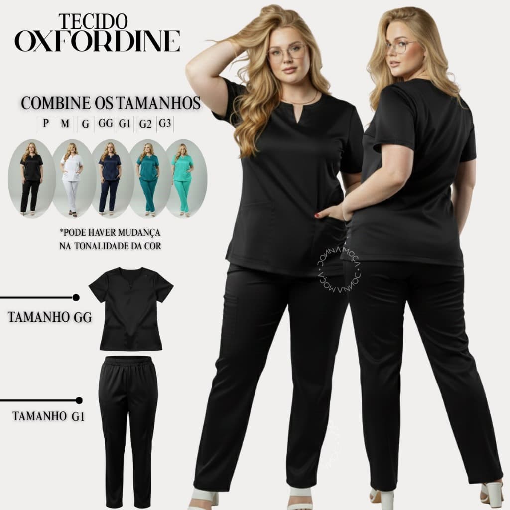 Scrub Oxford Calça e Blusa Avulsa Dentista Privativo Cuidadora Idosos Plus Size -israel