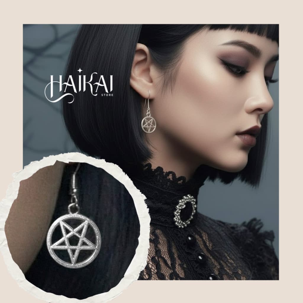 Brincos Pentagrama Baphome Star alternativo aesthetic gótico dark místico medieval unissex halloween