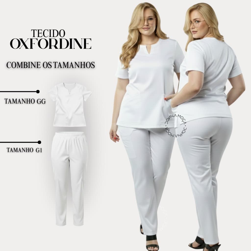 Scrub Enfermeira Oxford Feminino Blusa E Calça Avulsa Plus Size -israel