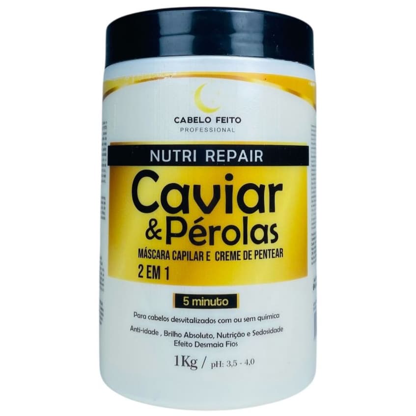 Máscara Capilar Caviar & Pérolas Máscara Capilar e Creme de Pentear 2 em 1 Cabelo Feito 1Kg