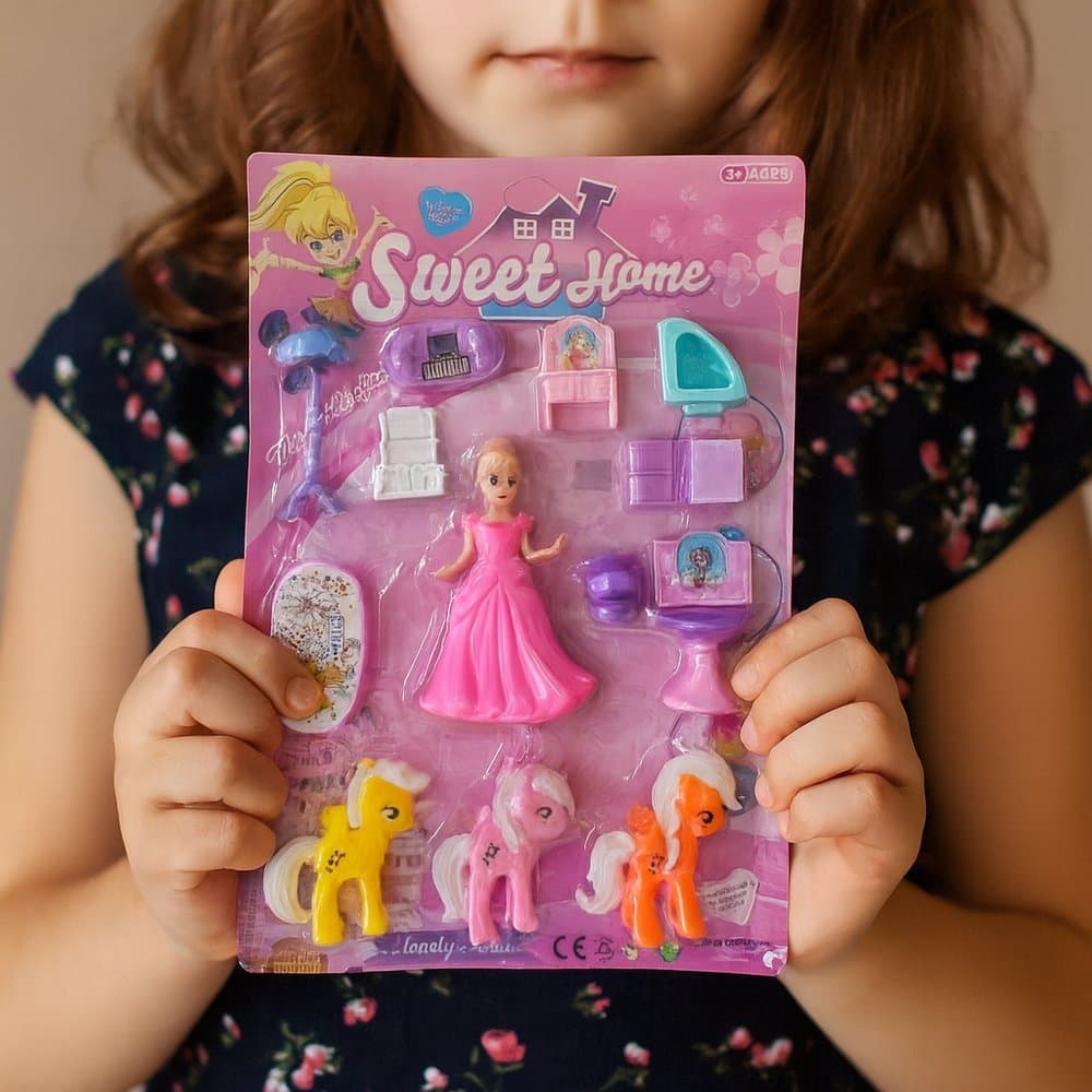 Conjunto com Boneca Pôneis e Acessórios - Rosa