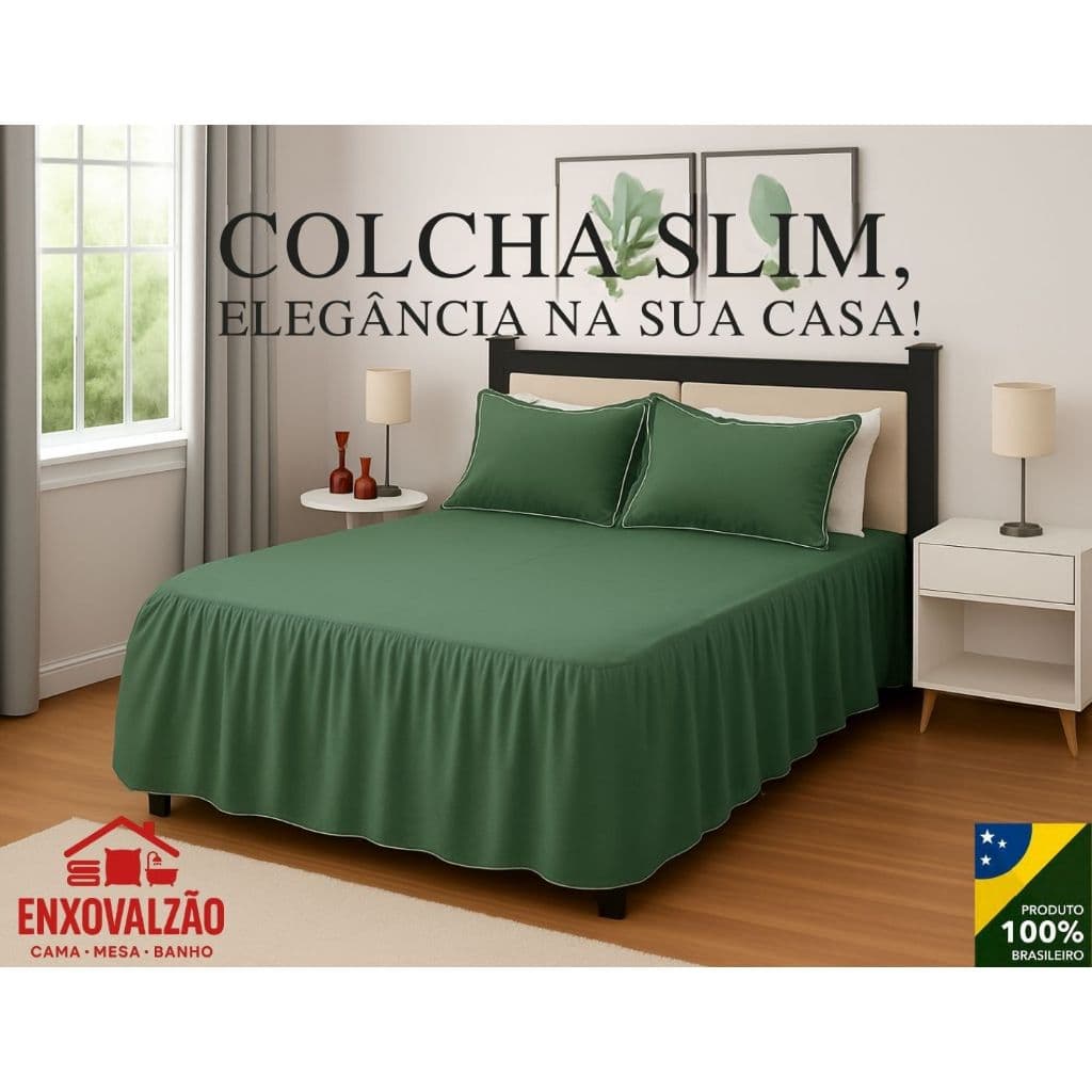 Kit Colcha Cobre Leito 200 Fios Toque Macio 3 Peças com Porta Travesseiro