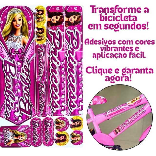 Adesivo Barbie para Bicicleta Cartela Infantil  - Bike aro 16, 20 e 24f