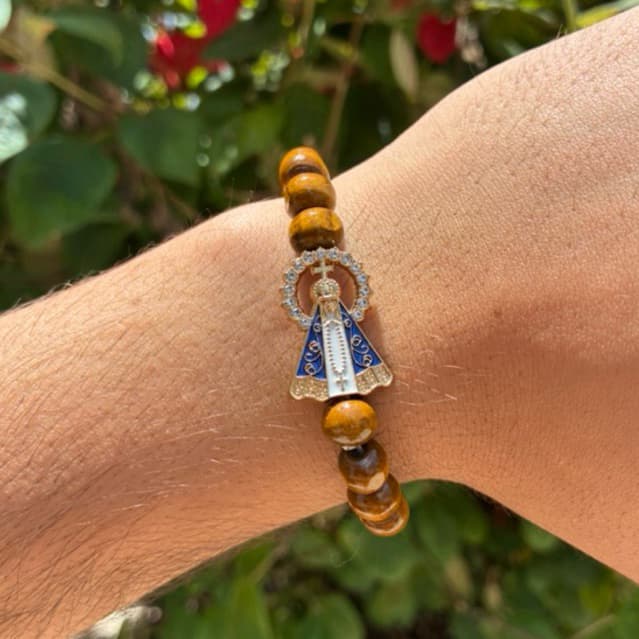 Pulseira De Nossa Senhora Aparecida em Madeira