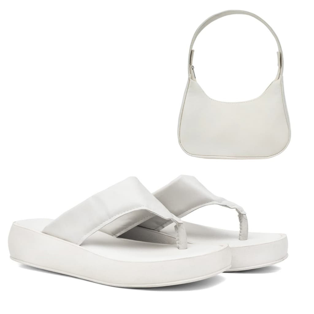 Kit Sandália Feminina Com Bolsa De Ombro Pequena Elegante Dia A Dia