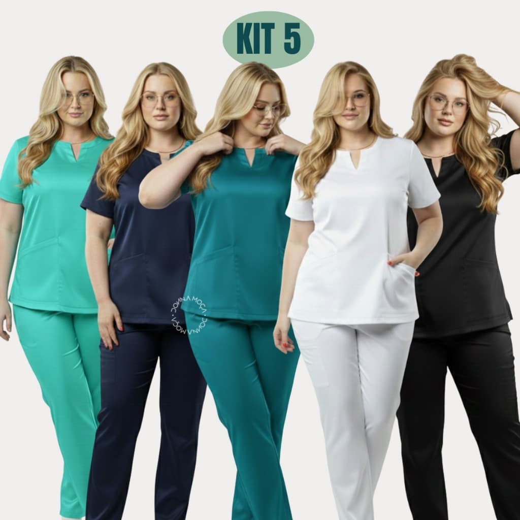 Kit 5 Scrub Oxford Uniforme Dentista Veterinaria Privativo Atacado -israel