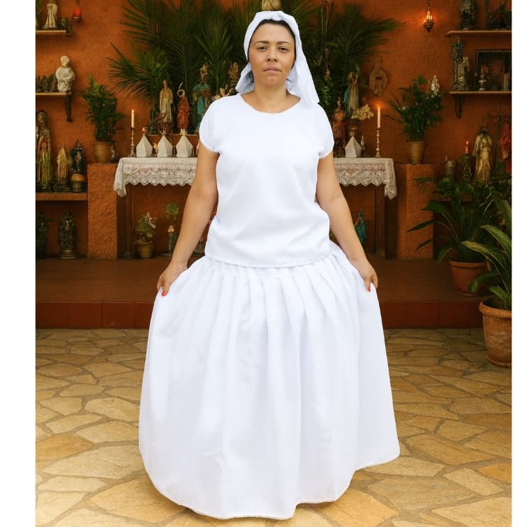 Roupa de  Ração Umbanda Candomblé Conjunto 3 peças Camisu, Saia e Pano de Cabeça