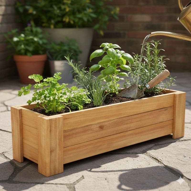 Jardineira De Madeira Maciça 70x20cm Floreira Rústica Vaso Retangular Para Chão e Janela