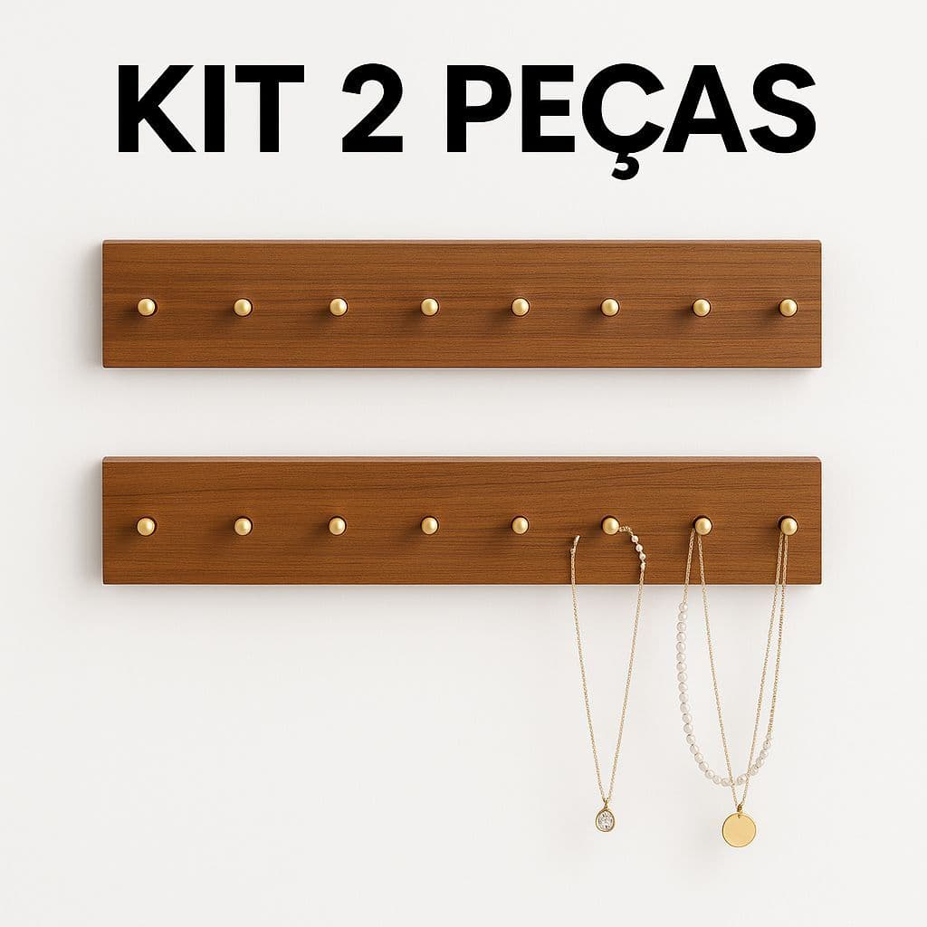 Kit Suportes para Colares Pulseiras Medalhas MDF Amadeirado Presente Natal