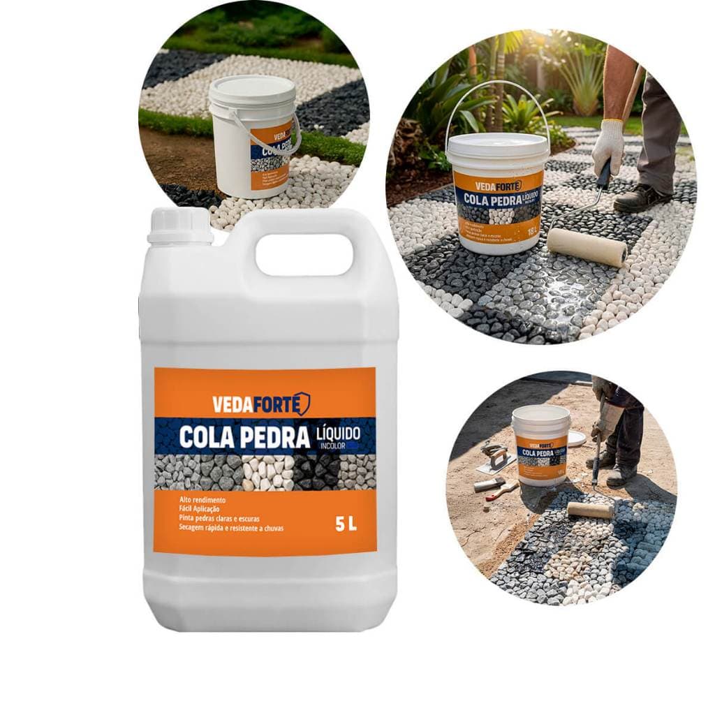 Cola Pedra Fixador de Pedras para Jardim Incolor 5L 18L Secagem Rápida Resistente a Chuva Veda Forte